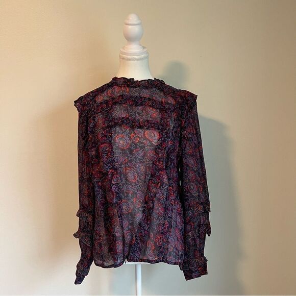 CLEOBELLA Fiorella Blouse NEW Size Medium Floral Long Sleeve Purple - Picture 5 of 13